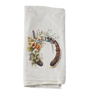 Horseshoe With Flowers Up Towel